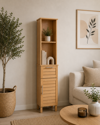 MRShome Epiplo Xulino me 2 Rafia 1 Ntoulapi kai 1 Surtari 35x26x173cm Kafe MRShome