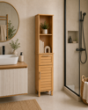 MRShome Epiplo Xulino me 2 Rafia 1 Ntoulapi kai 1 Surtari 35x26x173cm Kafe MRShome