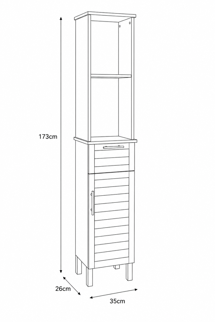 MRShome Epiplo Xulino me 2 Rafia 1 Ntoulapi kai 1 Surtari 35x26x173cm Kafe MRShome