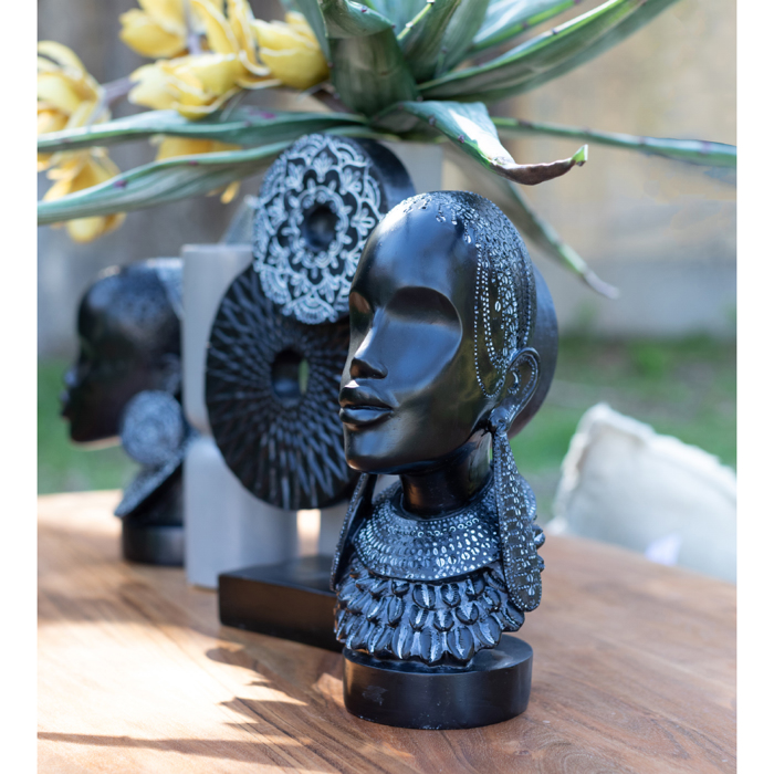 Liberta - Maison ANAN DECO Prosopo Resin Mavro 16x13.5x29cm 016377