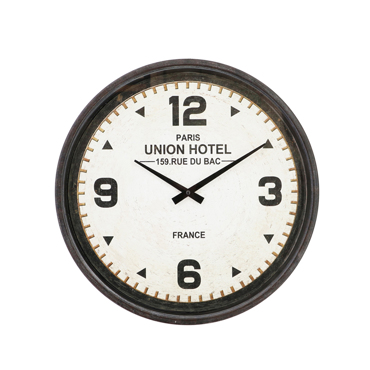 Liberta - Maison UNION Ρολόι Τοίχου Μεταλλικό Μαύρο/Λευκό/Καφέ με Γυαλί Φ39x5.2cm 016741
