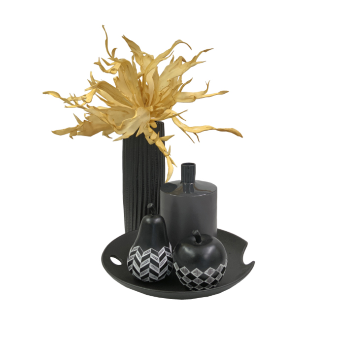 Liberta - Maison FRUIT BLACK 1 DECO Axladi Resin Mavro/Lefko F11.3x17.4cm 020750