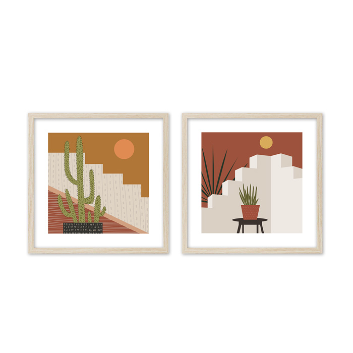 Liberta - Maison DIVINO Set ton 2 Pinakas apo Xarti kai MDF Poluxromo me Fusiki Korniza 50x50x2cm 022049