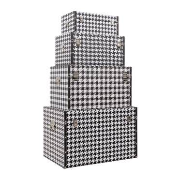 Liberta - Maison FERRE Σετ των 4 Μπαούλο Μαύρο/Λευκό 64x40x40cm 04-0591