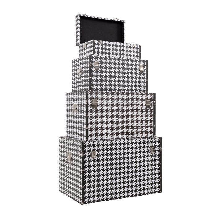 Liberta - Maison FERRE Σετ των 4 Μπαούλο Μαύρο/Λευκό 64x40x40cm 04-0591 Liberta - Maison FERRE Set ton 4 Baoulo Mavro/Lefko 64x40x40cm 04-0591