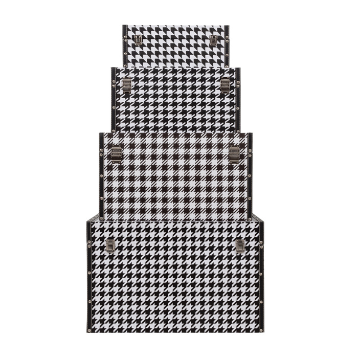 Liberta - Maison FERRE Σετ των 4 Μπαούλο Μαύρο/Λευκό 64x40x40cm 04-0591 Liberta - Maison FERRE Set ton 4 Baoulo Mavro/Lefko 64x40x40cm 04-0591