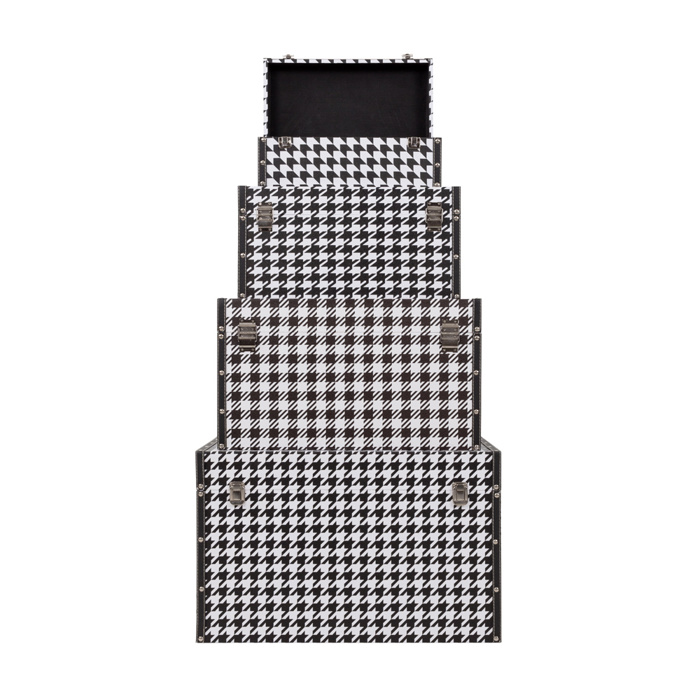Liberta - Maison FERRE Σετ των 4 Μπαούλο Μαύρο/Λευκό 64x40x40cm 04-0591 Liberta - Maison FERRE Set ton 4 Baoulo Mavro/Lefko 64x40x40cm 04-0591