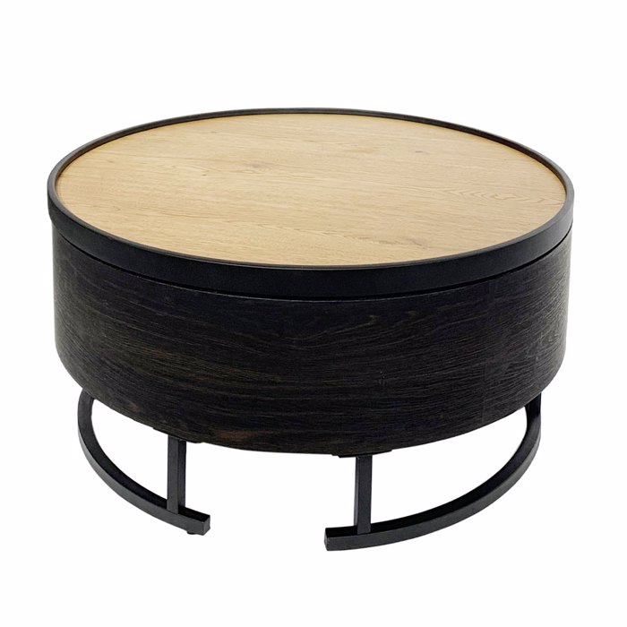 Liberta - Maison BARREL Coffee Table Mavro/Fusiko me Apothikeftiko Xoro F80x39.5cm 04-0962