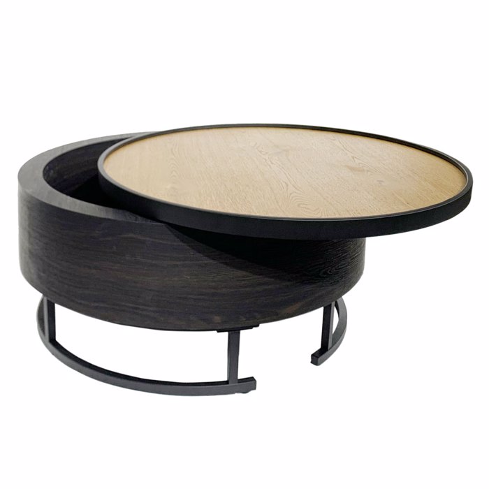 Liberta - Maison BARREL Coffee Table Mavro/Fusiko me Apothikeftiko Xoro F80x39.5cm 04-0962