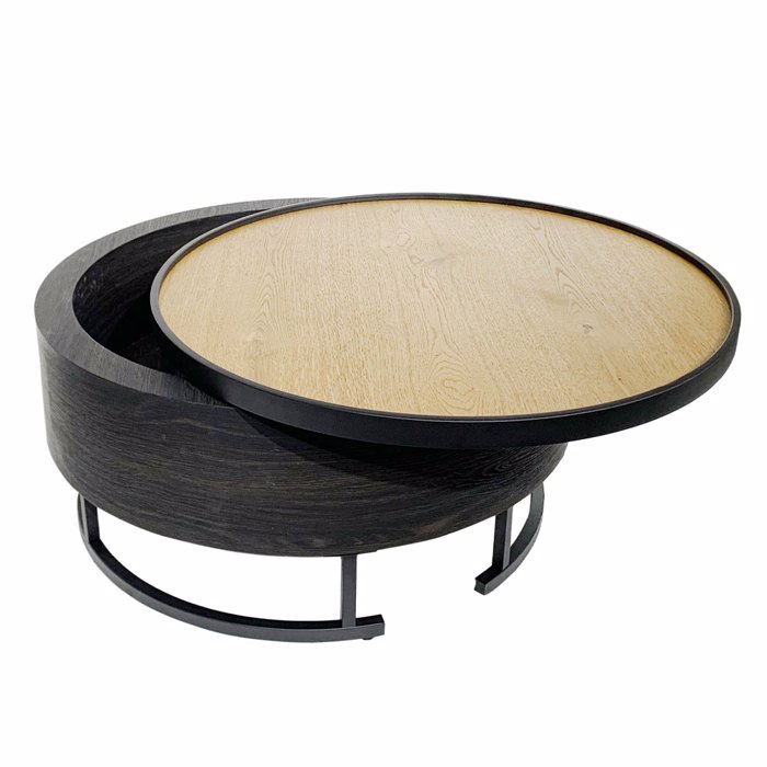 Liberta - Maison BARREL Coffee Table Mavro/Fusiko me Apothikeftiko Xoro F80x39.5cm 04-0962