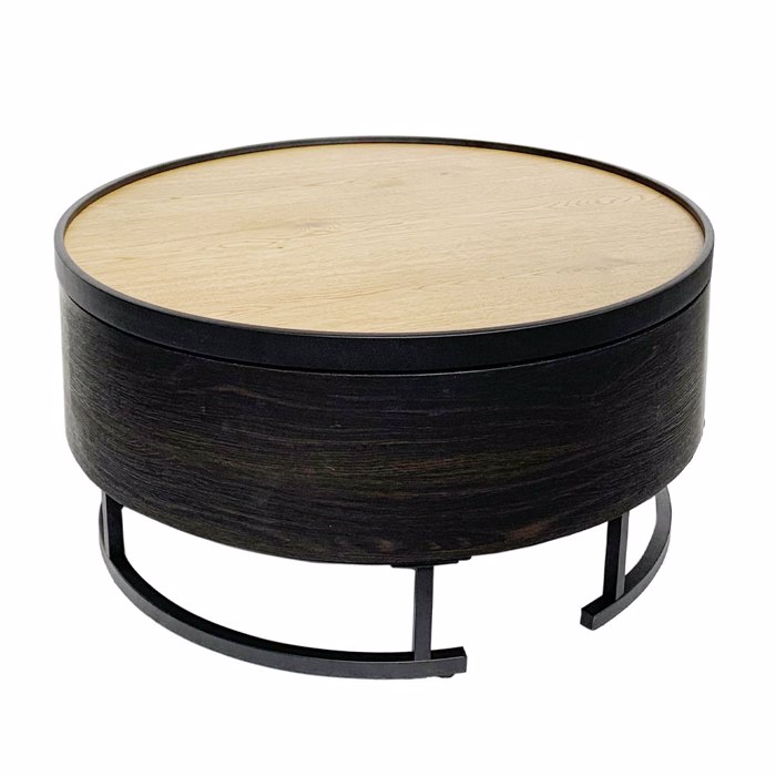 Liberta - Maison BARREL Coffee Table Mavro/Fusiko me Apothikeftiko Xoro F80x39.5cm 04-0962