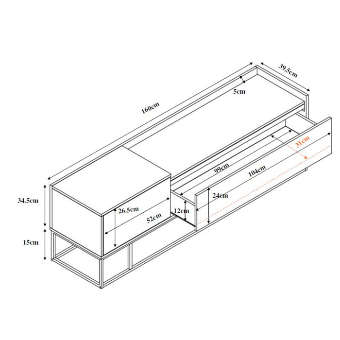 Liberta - Maison HILTON TV Stand Sonoma Decape 160x39.5x45cm 05-0456 Liberta - Maison HILTON TV Stand Sonoma Decape 160x39.5x45cm 05-0456