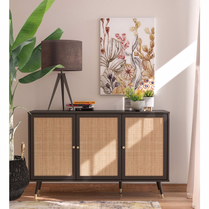 Liberta - Maison VIENNA Μπουφές Μαύρος με Rattan 120x39x75.5cm 05-0564 Liberta - Maison VIENNA Boufes Mavros me Rattan 120x39x75.5cm 05-0564