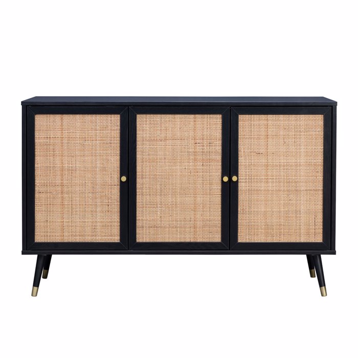 Liberta - Maison VIENNA Μπουφές Μαύρος με Rattan 120x39x75.5cm 05-0564 Liberta - Maison VIENNA Boufes Mavros me Rattan 120x39x75.5cm 05-0564