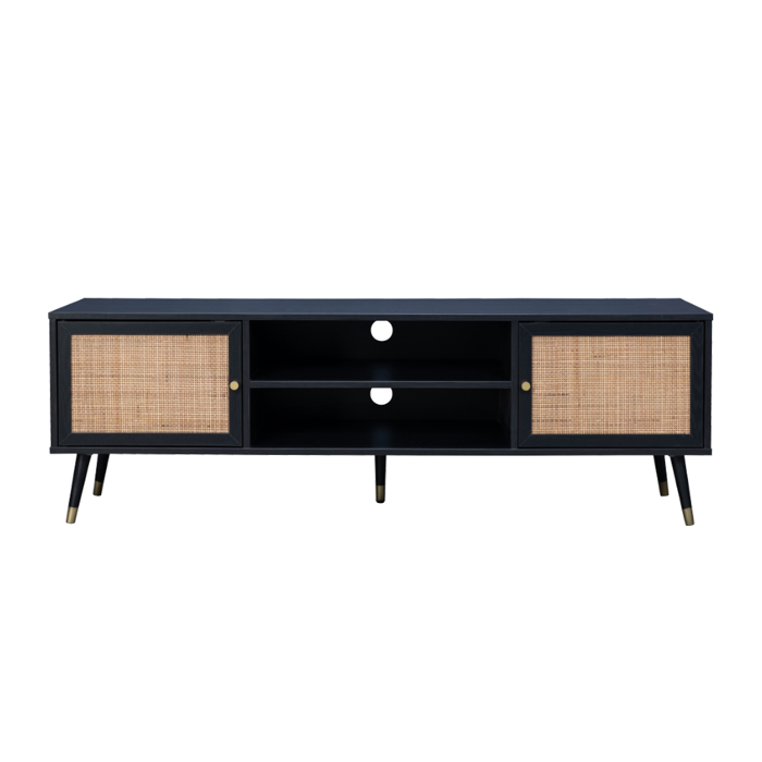Liberta - Maison VIENNA TV Stand Μαύρο με Rattan 150x39x49cm 05-0565 Liberta - Maison VIENNA TV Stand Mavro me Rattan 150x39x49cm 05-0565