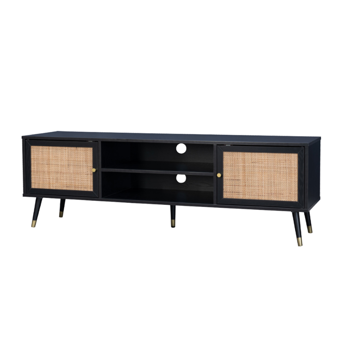 Liberta - Maison VIENNA TV Stand Μαύρο με Rattan 150x39x49cm 05-0565 Liberta - Maison VIENNA TV Stand Mavro me Rattan 150x39x49cm 05-0565
