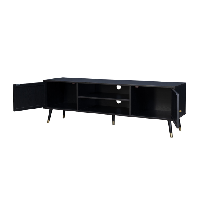 Liberta - Maison VIENNA TV Stand Μαύρο με Rattan 150x39x49cm 05-0565 Liberta - Maison VIENNA TV Stand Mavro me Rattan 150x39x49cm 05-0565