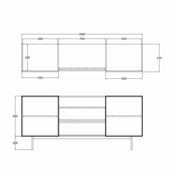 Liberta - Maison GROOVES Boufes Karudi/Ggri me 2 Portes kai 2 Surtaria 180x40x80cm 05-0667