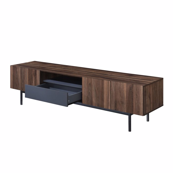Liberta - Maison GROOVES TV Stand Καρυδί/Γκρι με 3 Πορτάκια και 1 Συρτάρι 180x40x50cm 05-0668 Liberta - Maison GROOVES TV Stand Karudi/Ggri me 3 Portakia kai 1 Surtari 180x40x50cm 05-0668