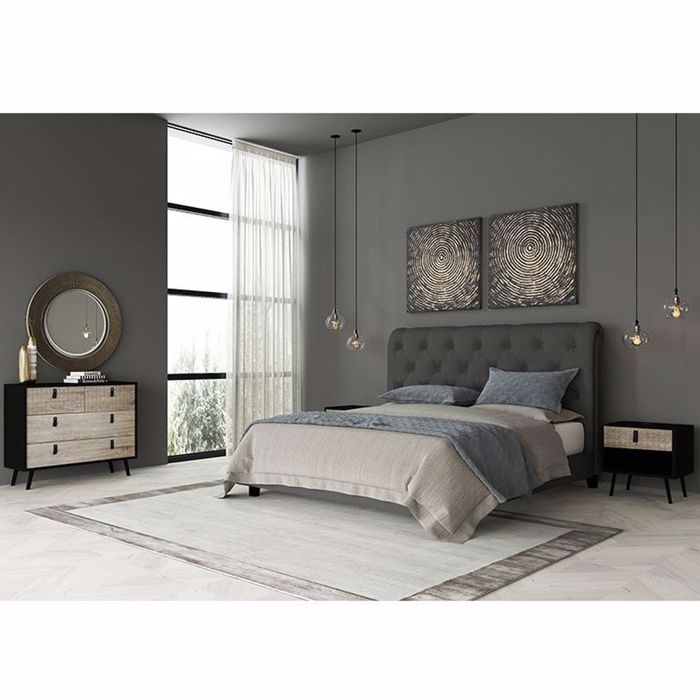 Liberta - Maison OMNIA Κομότα Μαύρη/Sonoma με Pattern 98.5x39x81.5cm 09-1022 Liberta - Maison OMNIA Komota Mavri/Sonoma me Pattern 98.5x39x81.5cm 09-1022