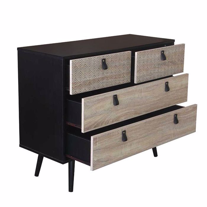 Liberta - Maison OMNIA Κομότα Μαύρη/Sonoma με Pattern 98.5x39x81.5cm 09-1022 Liberta - Maison OMNIA Komota Mavri/Sonoma me Pattern 98.5x39x81.5cm 09-1022