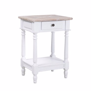 Liberta - Maison HISTORY Κομοδίνο Λευκό/Φυσικό 46x37x67cm 09-1508