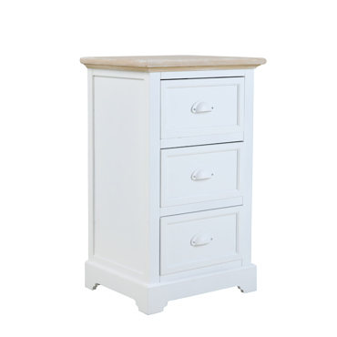 Liberta - Maison KIMOLOS Κομοδίνο Λευκό/Φυσικό με 3 Συρτάρια 43x35x71cm 09-1550