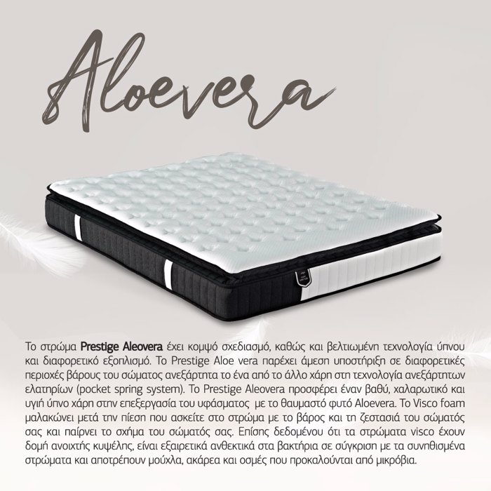 Liberta - Maison VISCO ALOE VERA ROLL PACK Stroma Lefko/Anthraki 160x200x28cm 09-1718