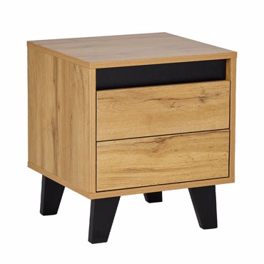 Liberta - Maison ARABICA Κομοδίνο Sonoma/Μαύρο με 2 Συρτάρια 40x38x45cm 09-1964