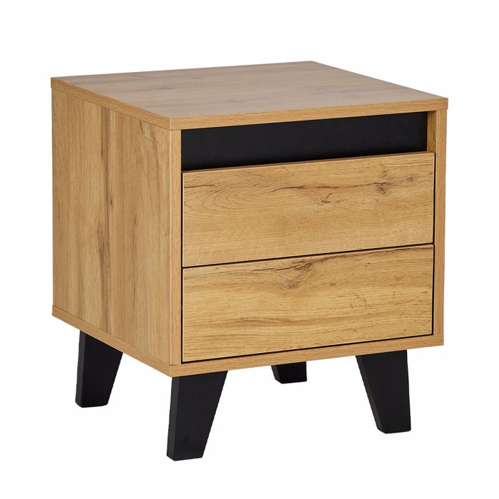 Liberta - Maison ARABICA Κομοδίνο Sonoma/Μαύρο με 2 Συρτάρια 40x38x45cm 09-1964 Liberta - Maison ARABICA Komodino Sonoma/Mavro me 2 Surtaria 40x38x45cm 09-1964
