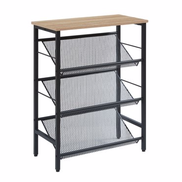 Liberta - Maison PLEXUS Παπουτσοθήκη με 3 Ράφια Καρυδί/Μαύρη 60x30x80cm 10-0048