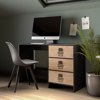 Liberta - Maison BLACKLY SLOT Gafeio me 3 Surtaria Mavro Oak/Sonoma Decape 120x48x76.5cm 24-0556
