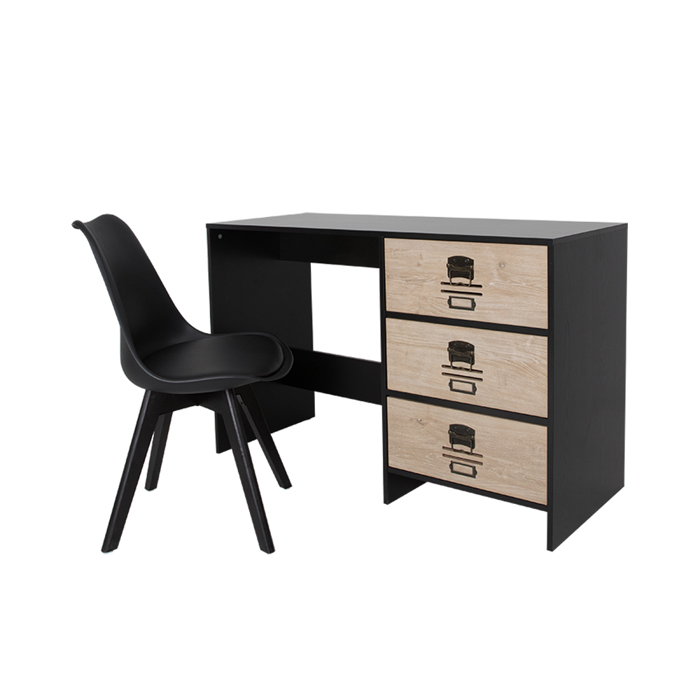 Liberta - Maison BLACKLY SLOT Γραφείο με 3 Συρτάρια Μαύρο Oak/Sonoma Decape 120x48x76.5cm 24-0556 Liberta - Maison BLACKLY SLOT Gafeio me 3 Surtaria Mavro Oak/Sonoma Decape 120x48x76.5cm 24-0556