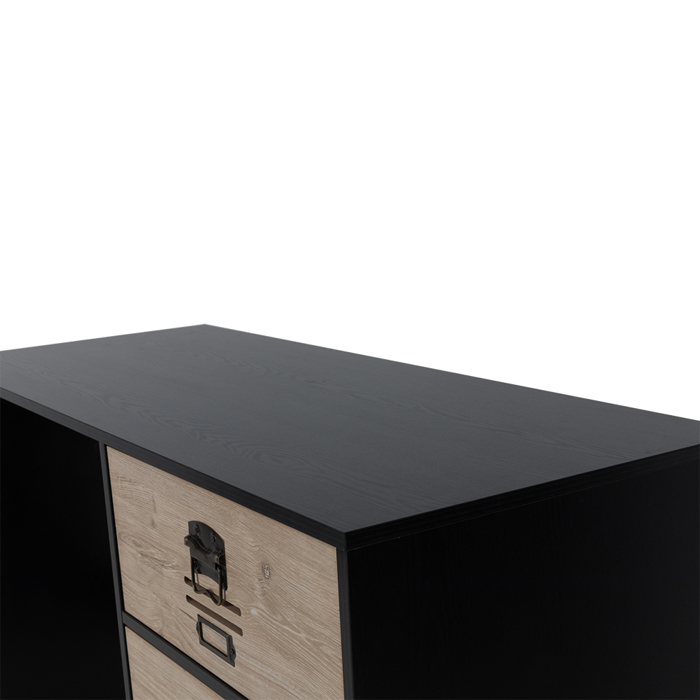 Liberta - Maison BLACKLY SLOT Γραφείο με 3 Συρτάρια Μαύρο Oak/Sonoma Decape 120x48x76.5cm 24-0556 Liberta - Maison BLACKLY SLOT Gafeio me 3 Surtaria Mavro Oak/Sonoma Decape 120x48x76.5cm 24-0556