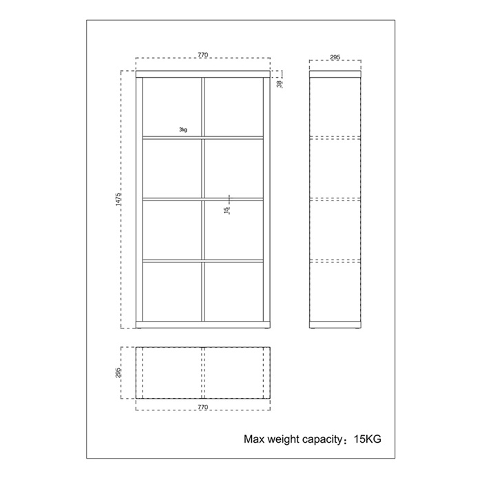 Liberta - Maison KIVOS 77 Bibliothiki Sonoma 77x29.5x147.5cm 24-0562