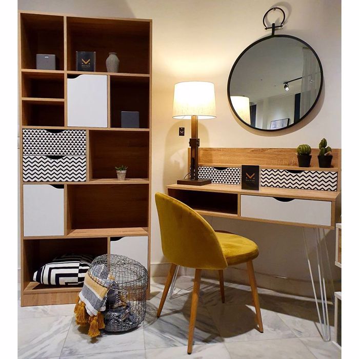 Liberta - Maison MINTONI Γραφείο με 3 Συρτάρια Sonoma με Λευκά Pattern 100x50x100cm 28-0128 Liberta - Maison MINTONI Gafeio me 3 Surtaria Sonoma me Lefka Pattern 100x50x100cm 28-0128