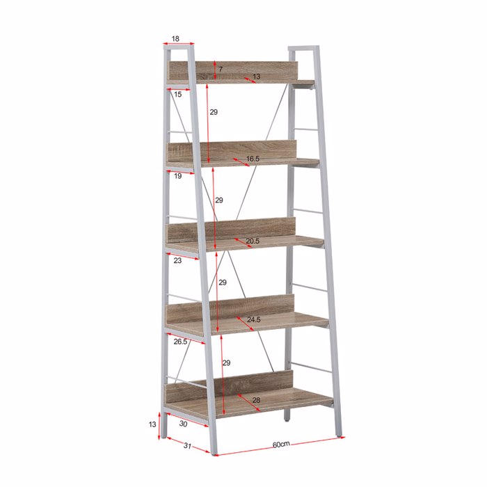Liberta - Maison ONE STEP UP Βιβλιοθήκη Sonoma/Λευκή με 5 Ράφια 60x35x149cm 28-0222 Liberta - Maison ONE STEP UP Bibliothiki Sonoma/Lefki me 5 Rafia 60x35x149cm 28-0222