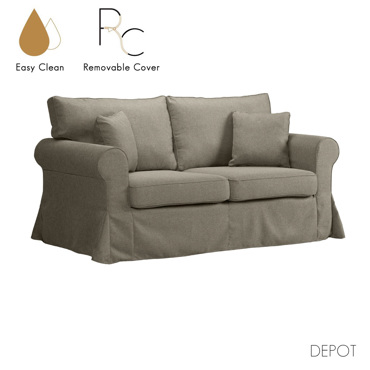 Liberta - Maison ASHLEY Διθέσιος Καναπές Καφέ Ανοιχτός με Αποσυρόμενο Κάλυμμα 173x85x95cm 71-0050