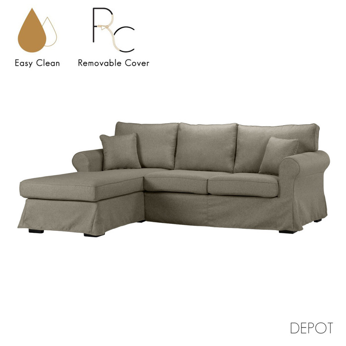 Liberta - Maison ASHLEY Kanapes me Aristeri Gnia Kafe Anoixtos me Aposuromeno Kalumma 236x171x91cm 71-0054