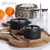 Espiel Katsarola Cast-Iron Mavri 13X10X8ek me Basi Bamboo SAG107