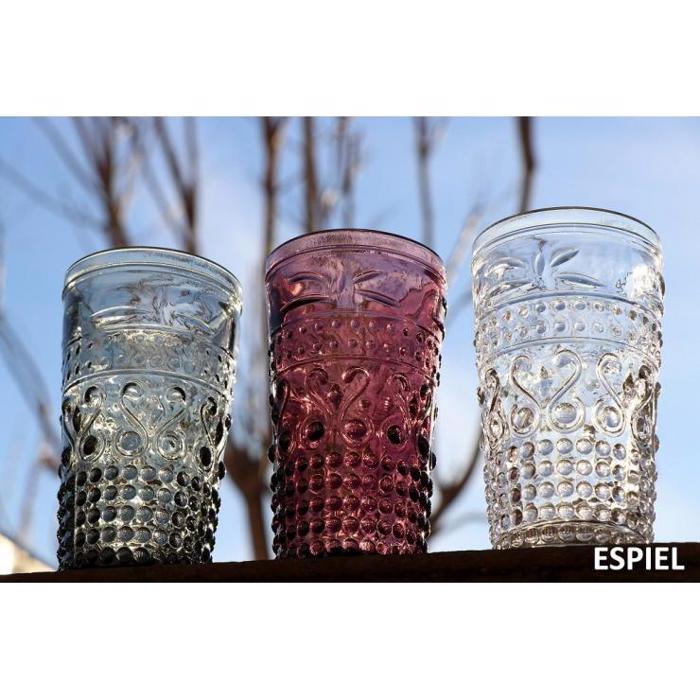 Σετ 6τμχ Ποτήρι Ανάγλυφο Μωβ Νερού 550cc 16εκ HOC1010 Espiel Set 6tmx Potiri Anagufo Mob Nerou 550cc 16ek HOC1010 Espiel