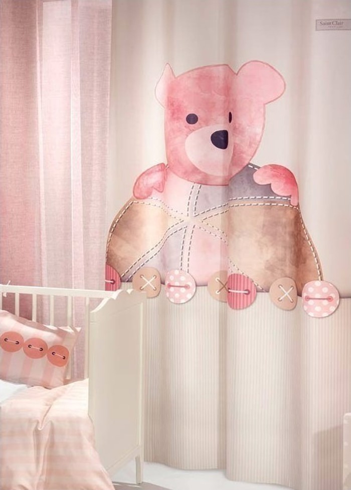 Saint Clair Paidiki Kourtina Soft-Touch Teddy Rose 160x240