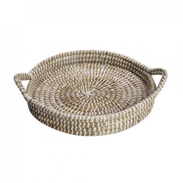 Δίσκος Στρογγυλό με Χερούλια Ψάθινος S 35Χ35Χ4εκ KAG141 Espiel