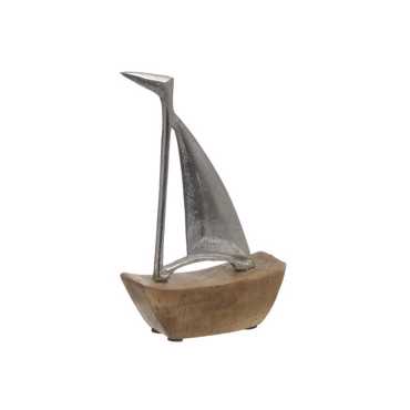 Inart Καραβάκι Ξύλινο/Μεταλλικό Natural/Ασημί 13Χ3Χ19 3-70-985-0048