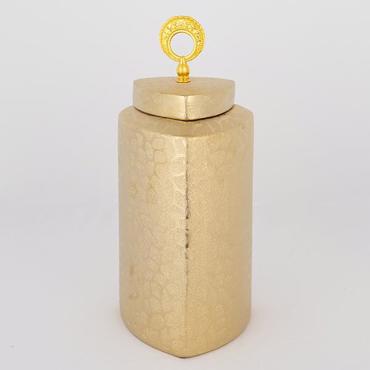 ESTHETI home Βάζο με Καπάκι Κεραμικό Χρυσό 14.5x14.5x32cm 752-20113