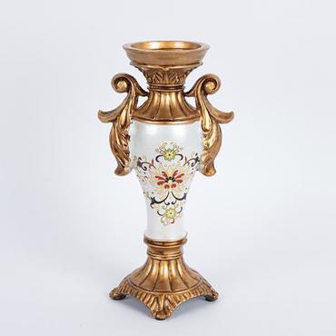 ESTHETI home Κηροπήγιο Πορσελάνης με Resin Λευκό με Λουλούδια 15x9.5x29cm 752-21016