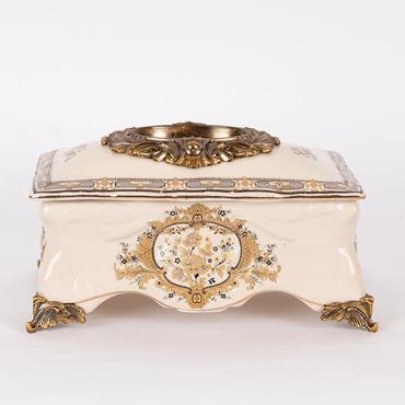 ESTHETI home Διακοσμητικό Κουτί Πορσελάνης Λευκό/Χρυσό 27.5x16.5x15.5cm 752-28546