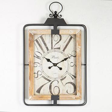 ESTHETI home Ρολόι Τοίχου MDF/Σιδερένιο Μαύρο/Λευκό/Φυσικό με Γυαλί 46x6x76cm 753-13035