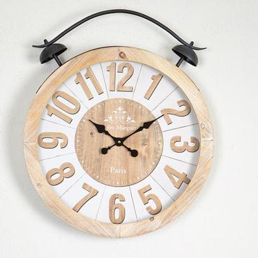 ESTHETI home Ρολόι Τοίχου MDF/Σιδερένιο Λευκό/Φυσικό με Γυαλί Φ50x6cm 753-13039