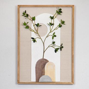 ESTHETI home Πίνακας σε Καμβά ''Φυτό'' Καφέ/Γκρι/Μπεζ/Πράσινο 50x3x70cm 755-12044